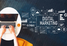 Digital Marketing with person using a laptop